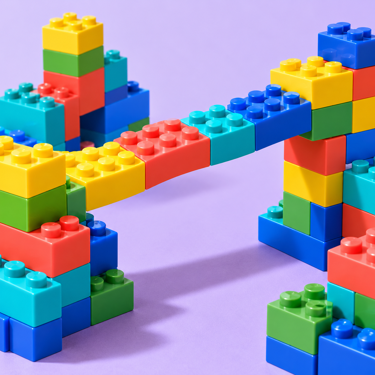 Colourful building blocks connecting ideas